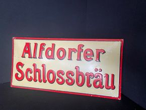 Alfdorfer Schlossbräu Bierschild Blechschild Rems-Murr Kreis Stuttgart um 1920