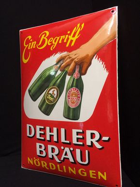 Dehler Bräu Nördlingen Emailschild ( um 1925 )