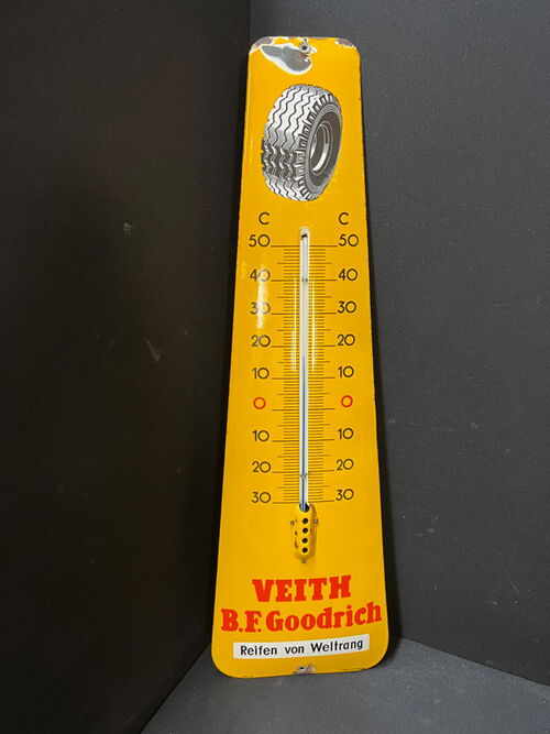 Veith B.F. Goodrich Emaillethermometer in stattlicher Größe (50er Jahre)