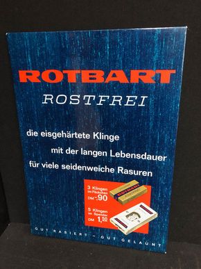 Rotbart Rasierklingen Werbepappe (1965)