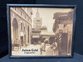 Salem Gold Cigaretter (20er Jahre Werbepappe im Originalrahmen)