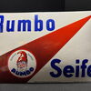 Doppelpack Rumbo Seife Emailschilder Emailschild mit Zwerg je 49 x 33 cm Freital / Sachsen D um 1920/25