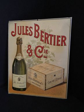 Jules Bertier & Cie - Creme de Breze -  Blechschild Sekt Champagner 40 x 33 Frankreich um 1925 