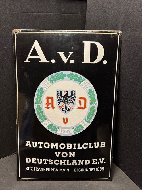 AVD - Automobilclub von Deutschland - Emailschild 60 x 40 cm - D um 1950