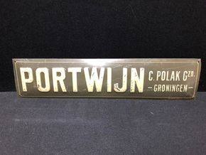 Portwijn C. Polak - Groningen. Gewölbtes und geprägtes Vorkriegsschild (Um 1915) A66