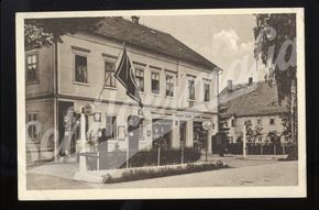 Postkarte mit jeder Menge seltenster Tankstellenwerbung - Großschönau um 1920