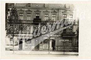 Postkarte mit alten Kolonialwarenladen