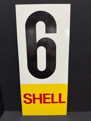Shell Tankstellen-Benzinpreis-Zahlenschild mit den Zahlen 6 und 7 (Vorder- bzw Rückseite)