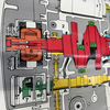 BMW Schautafel mit Metalleisten zur Wellenanordnung im BMW Boxer-Motor (Motorrad)