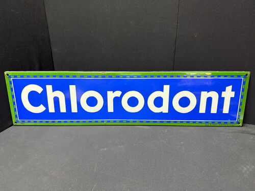 Chlorodont Emailleschild aus der Zeit um 1930 (Ca. 98 x 23 cm)