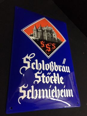 Schloßbräu Stöckle Schmiedeheim Emailschild - D um 1930/50