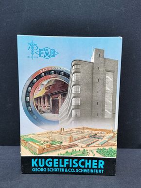 Kugelfischer Werbepappaufsteller mit herrlicher Fabrikansicht (1958)