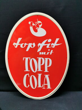 Topp Cola Blechschild im Originalpapier (Um 1955)