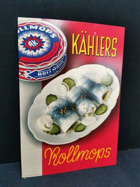 Kählers Fischkonserven - Rollmops in Dosen (50er Jahre Werbepappe)