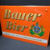 Bauer Bier Glasschild - schräg abgekantet  (1930/1950)