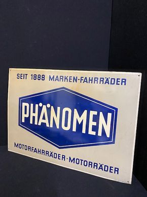 Phänomen - Marken Fahrräder seit 1888 - Motorräder - altes Blechschild um 1930/50