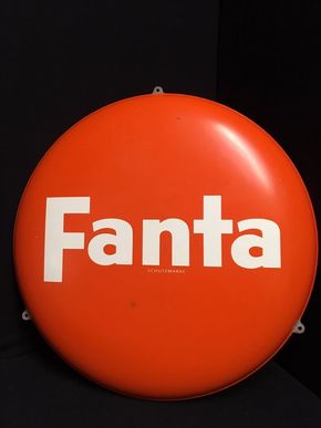 Fanta Deckel - rundes Blechschild um 1955/60 noch im Papier eingepackt