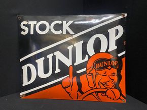 Stock Dunlop Emailschild Rennfahrer Reproduktion 50 x 40 cm