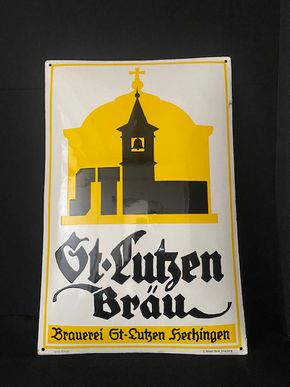St. Lutzen Luzen Bräu Emailschild Hechingen - um 1925/30