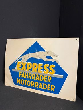 Express Fahrräder Motorräder Blechschild 37 x 51 cm um 1930/50