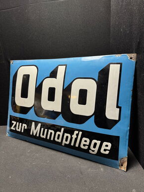Odol - Zur Mundpflege - Emailschild  - überemailliert 59 x 39 cm D/AT um 1920