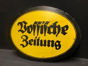Vossische Zeitung (Berlin). Flaches Blechschild um 1915. Top-Rarität. A3 