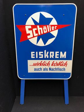 Schöller Werbeschild aus der Zeit um 1975 (selten so gut)  