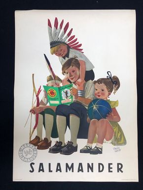 Salamander Werbeplakat mit Lurchi Heft 11 im Motiv (Um 1955)