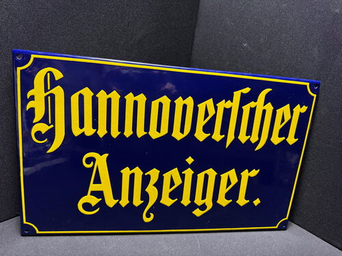 Hannoverscher Anzeiger - Emailschild - Zeitung Hannover - 50 x 30 cm - D um 1960
