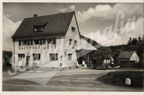 Postkarte mit alter Tankstelle