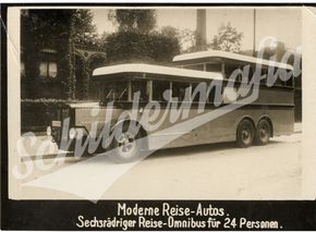 Reisebus für 24 Personen (Um 1930) Foto-„Postkarte“.