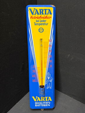 Varta Qualitäts-Batterien - Emaille-Thermometer (Um 1950)