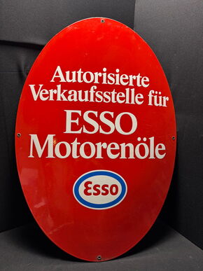 Autorisierte Verkaufsstelle Esso Motorenöle  84 x 60 cm - Emailschild um 1965
