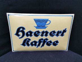 Haenert Kaffee - Gewölbtes Emailleschild aus der Zeit um 1925