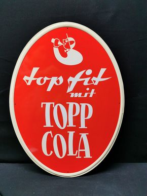 Topp Cola Blechschild im Originalpapier (Um 1955)
