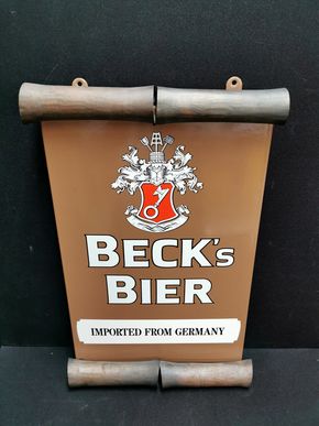 Becks Bier - Imported from Germany (Emailleschild mit Schmuckblechen / 1973)