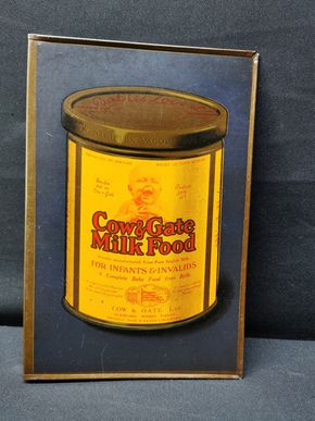 Cow & Gate Milk Food - (Kleiner doppelseitiger Blechausleger aus der Zeit um 1930. England) RARITÄT