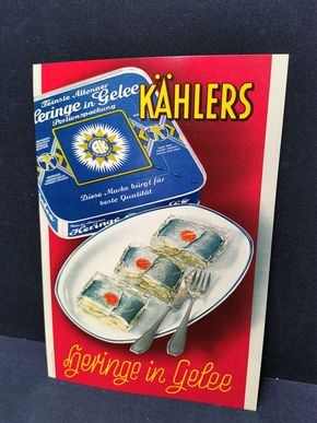 Kählers Fischkonserven - Heringe in Gelee (50er Jahre Werbepappe)