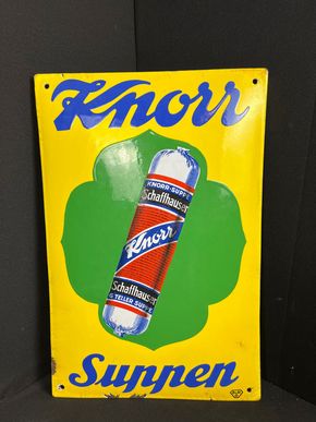 Knorr Suppen Emailschild Schaffhausen Erbswurst 49 x 33 cm