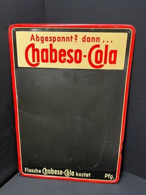 Chabeso Cola - Große Blechwerbetafel zum Beschreiben (Um 1955)