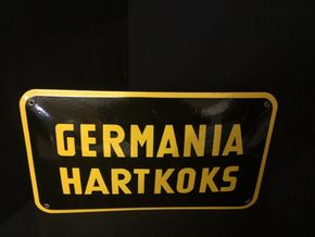 Germania Hartkoks Brikett Emailschild um 1930
