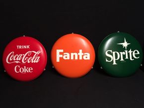  Coca Cola, Fanta, Sprite  - Triple Set runde Blechschilder um 1955/60 