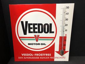 Veedol Thermometer (emailliert) ca. 68 x 68 cm (50er Jahre)
