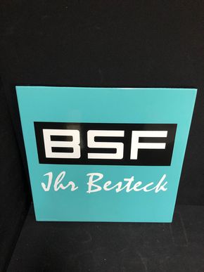 BSF - Ihr Besteck Emailschild im Originalkarton (1965)