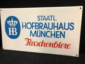 Hofbrauhaus München - Flaschenbiere (50er Jahre) Emailschild