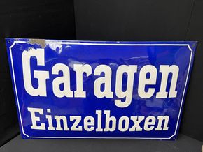Garagen Einzelboxen / Fantastisches, gewölbtes Schild aus der Zeit um 1910