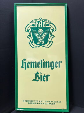 Hemelinger Aktien Brauerei Bremen (50er Jahre Emailleschild im Originalrahmen)