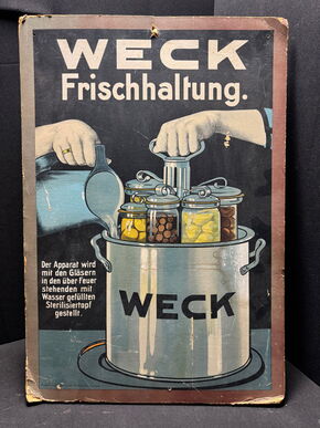 Weck Frischhaltung - Imposanter Aufsteller - Extrem selten 69 x 47 cm - D um 1920