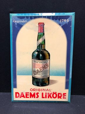 Daems Liköre - Vorkriegsblechschild mit Semi-Glas-Überzug (A68)