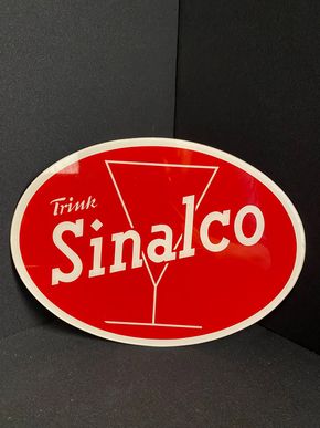 Altes Sinalco Glasschild 30 x 21 cm um 1955/60